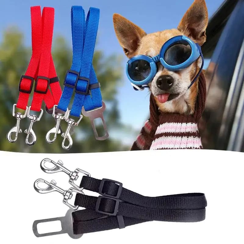 Cinto de segurança ajustável para animais de estimação, gato, cachorro, carro, veículo, arnês, clipe de chumbo, alavanca de segurança, tração, coleiras para viagens, caminhada