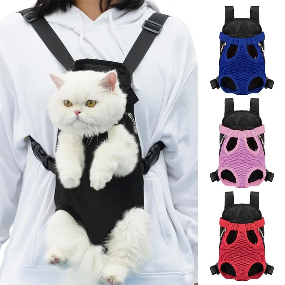 Mochila para transportar animais de estimação, mochila frontal ajustável para caminhadas e andar de cachorro, pernas para animais de estimação, bolsa de viagem para gatos, cães pequenos