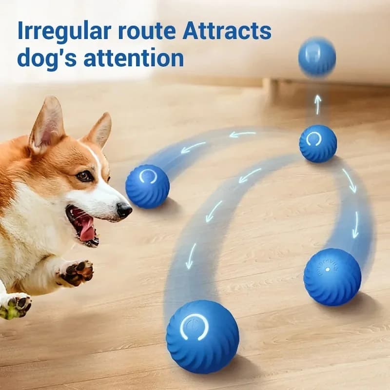 Bola de Brinquedo para Cães com Movimento Automático, Bola Rolante e Saltitante, Bola de Brinquedo Interativa Inteligente USB para Cachorros, Bola de Mastigar para Cães