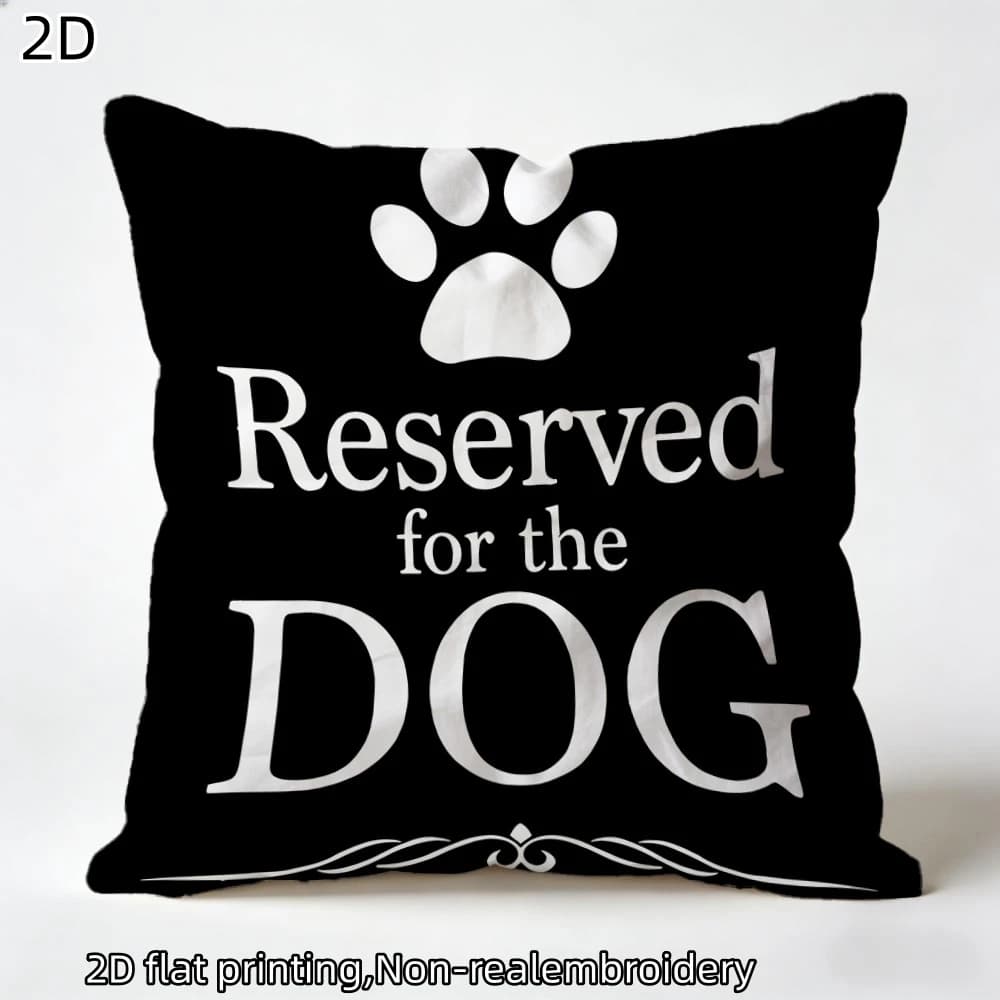 Capa de almofada plana 2D com estampa de pata de cachorro, decoração para casa de amantes de animais de estimação, preto e branco