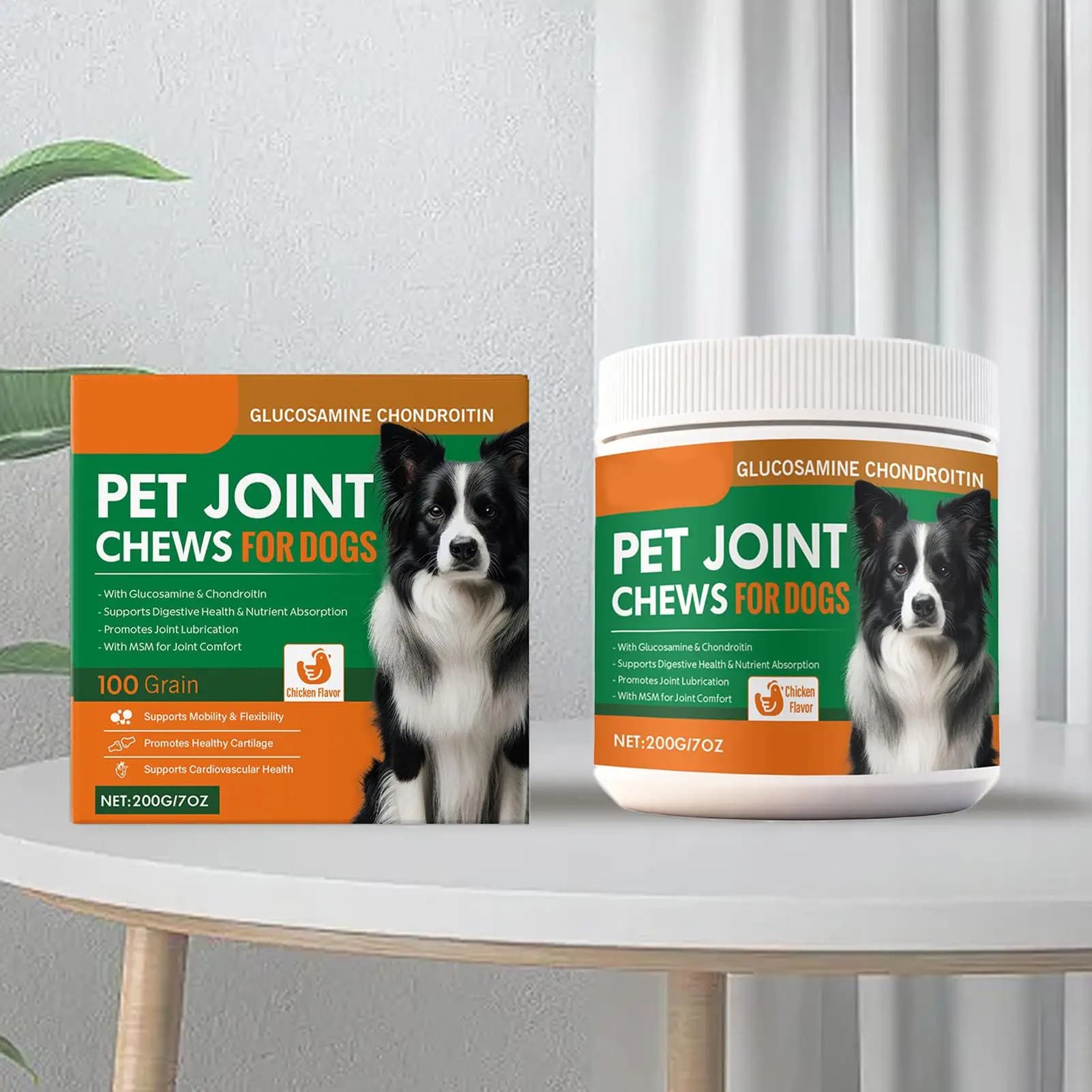 Suplemento para articulação de cachorro, pílula mastigável, 100 peças, suplemento para articulação de cachorro e quadril para viagens em casa, cuidados diários, absorção digestiva para animais de esti
