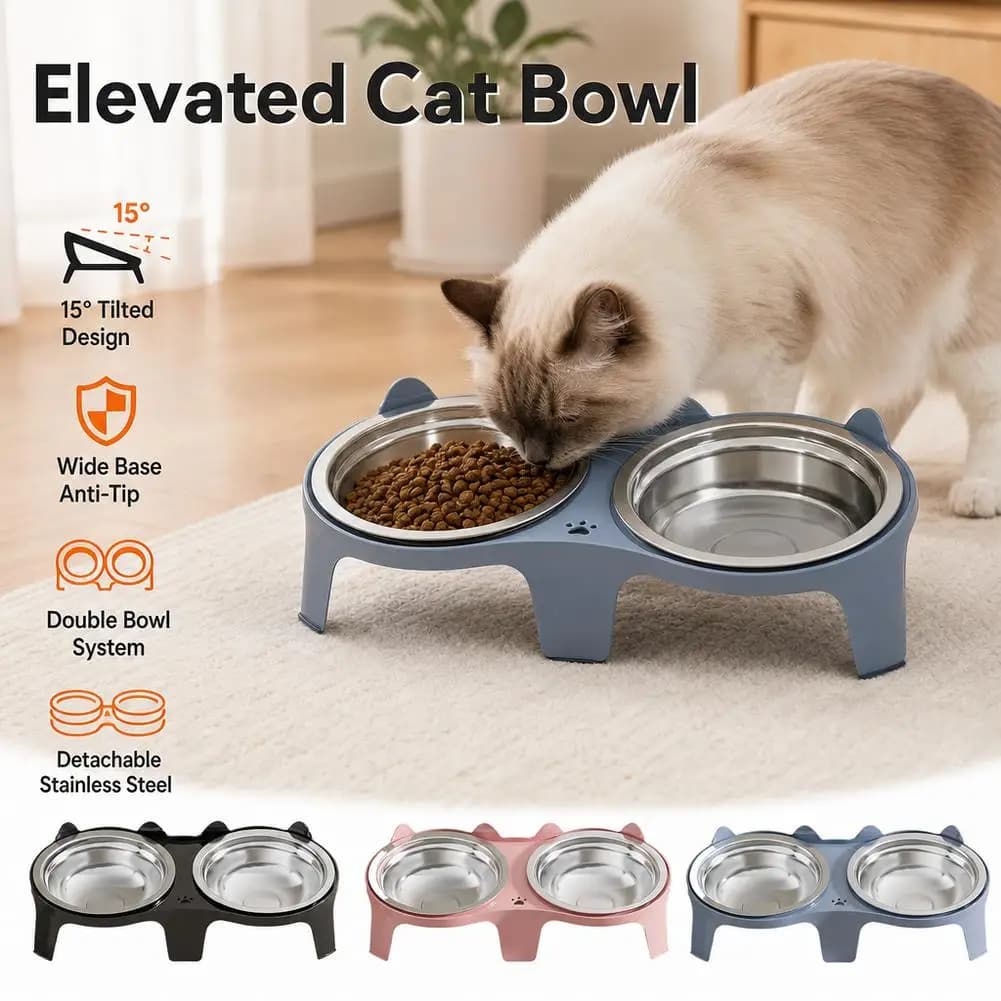 Tigela para Comida de Gato e Cachorro, Aço Inoxidável, Bebedouro para Cães e Animais de Estimação, Difícil de Derrubar, Acessórios para Gatos e Cães