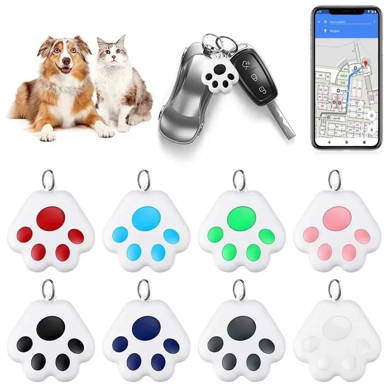 Mini rastreador gps inteligente bluetooth, dispositivo anti-perda, formato de pata de cachorro, bolsa para crianças, carteira, rastreamento sem fio, acessórios de localização inteligente
