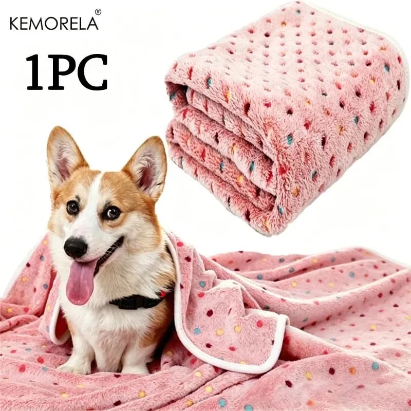 Cobertor Macio e Fofo para Animais de Estimação KEMORELA, Padrão de Bolinhas, Cama Aconchegante e Quente para Gatos e Cães, Tamanhos Pequenos a Grandes, Acessórios para Animais de Estimação