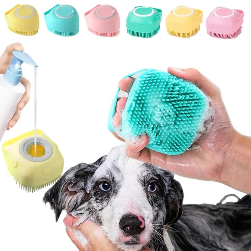 Soft Silicone Pet Shampoo Massager, Escova de banho, Lavagem Massage Dispenser, Grooming Shower, Banheiro, Cachorro, Cão, Gato