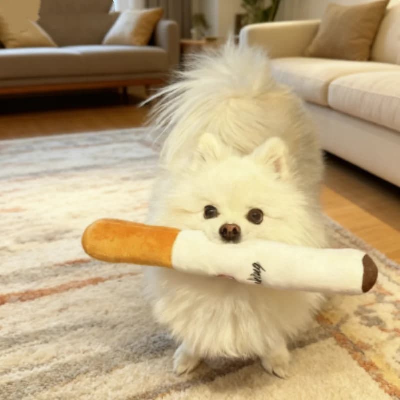 Brinquedos Engraçados para Animais de Estimação Cigarro de Pelúcia com Som de Fumaça, Brinquedo Interativo para Mastigar, Resistente a Mordidas, Cigarro Falso para Cães