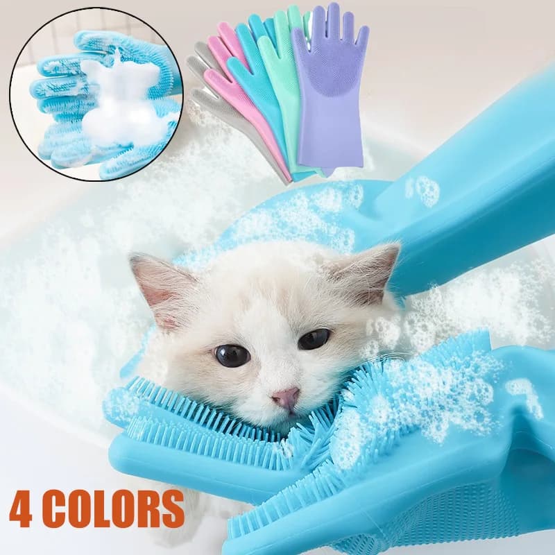 Luvas para tosa de animais de estimação, shampoo de banho, luva mágica, silicone macio, remoção de pelos, cachorro, gato