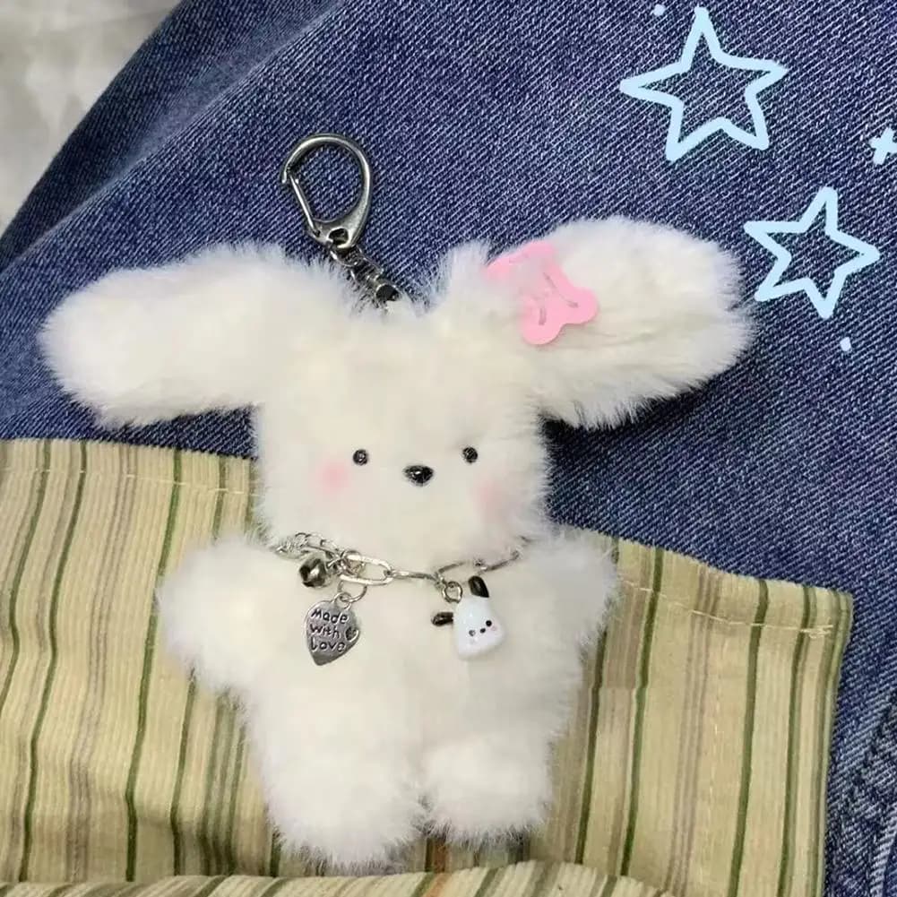 2026 bonito piloto pequeno cão de leite criativo boneca chaveiro dos desenhos animados filhote de cachorro de pelúcia chaveiro saco pingente macio único brincalhão chaveiro kit