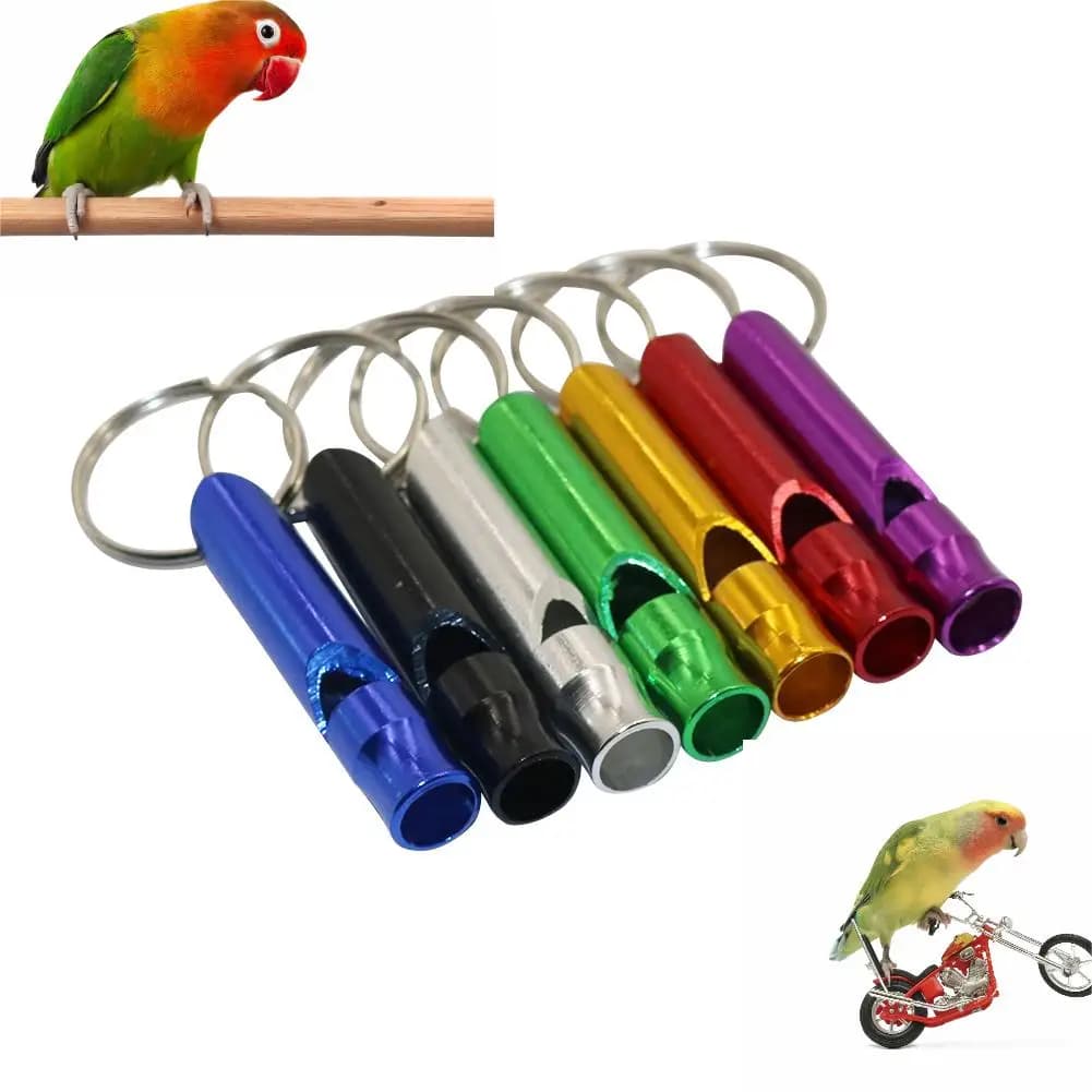 Apito de treinamento ao ar livre com chaveiro, mini apito de metal, apito multifuncional para gato e cachorro, comando pet, 7 pcs