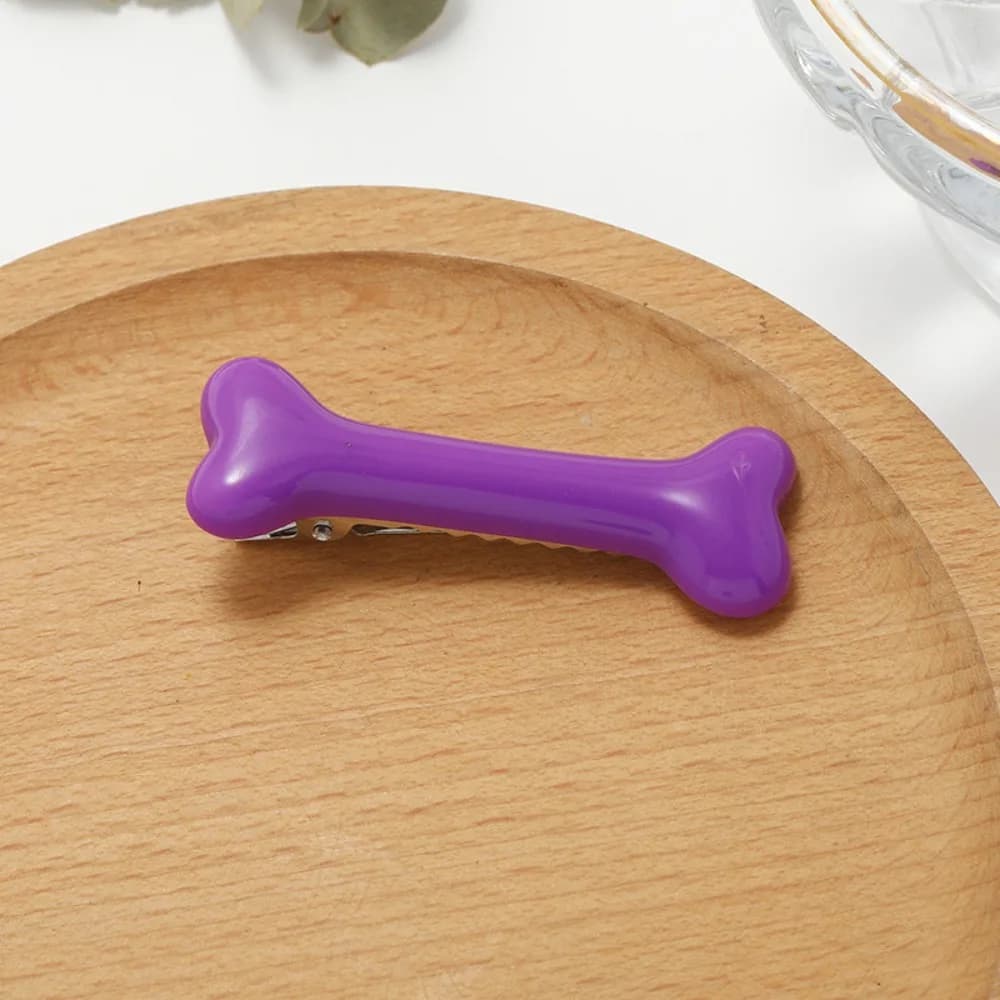 Presilhas de Cabelo Estilo Gótico em Formato de Osso, Presilhas de Cabelo Y2K Multicoloridas da Moda Kawaii, Grampos Laterais Portáteis em Formato de Osso de Cachorro