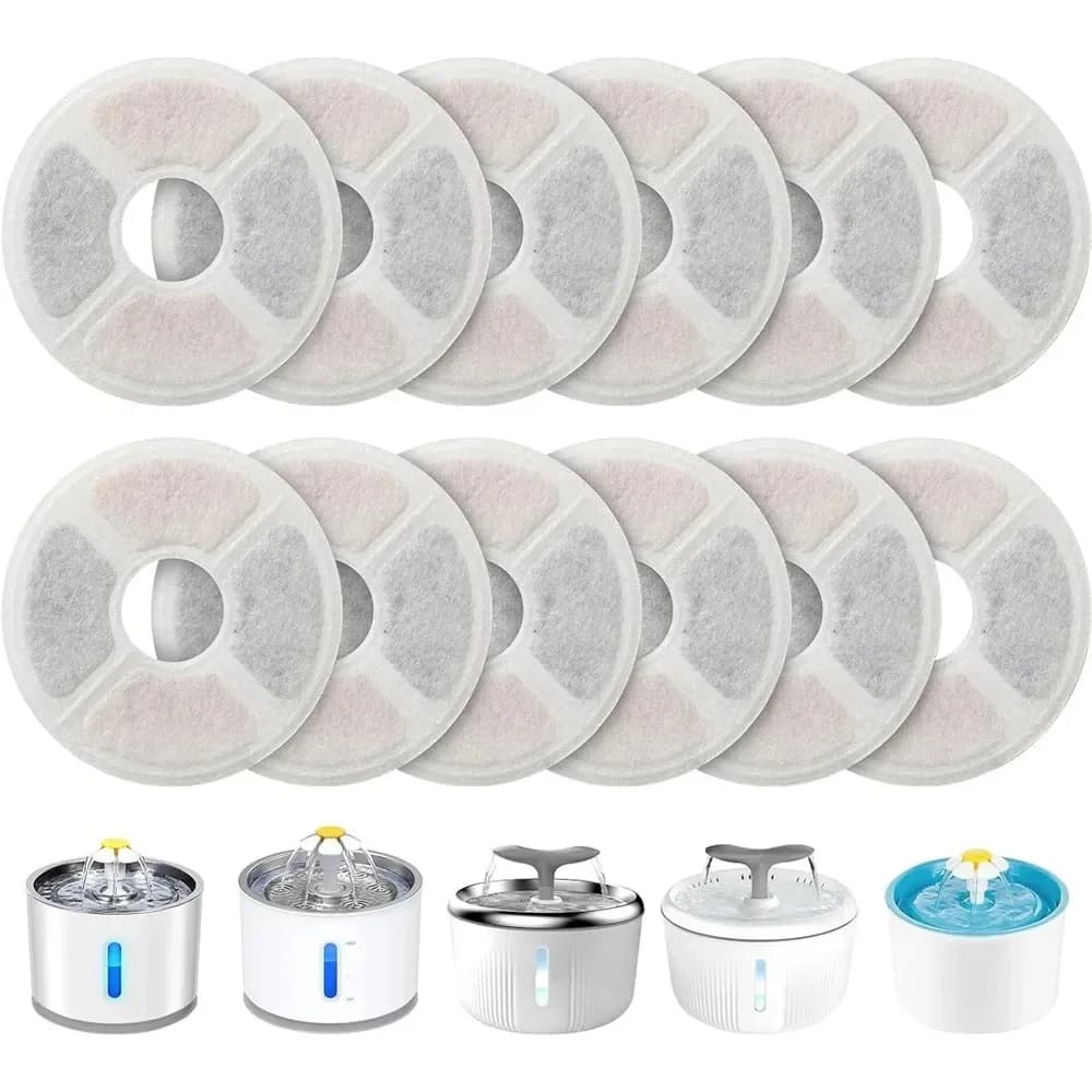 Filtros de Reposição para Bebedouros de Cães e Gatos (6/12 Peças) - Esponjas Pré-Filtro para Sistemas de Filtragem de Água para Pets de 2.0-2.4L