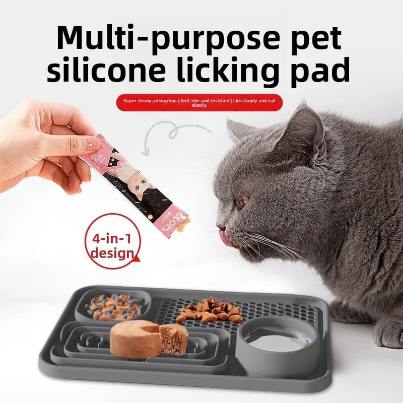 Tapete de Alimentação Lenta para Pets, Tapete de Silicone para Tigela de Cachorro, Tapete de Lamber para Cães