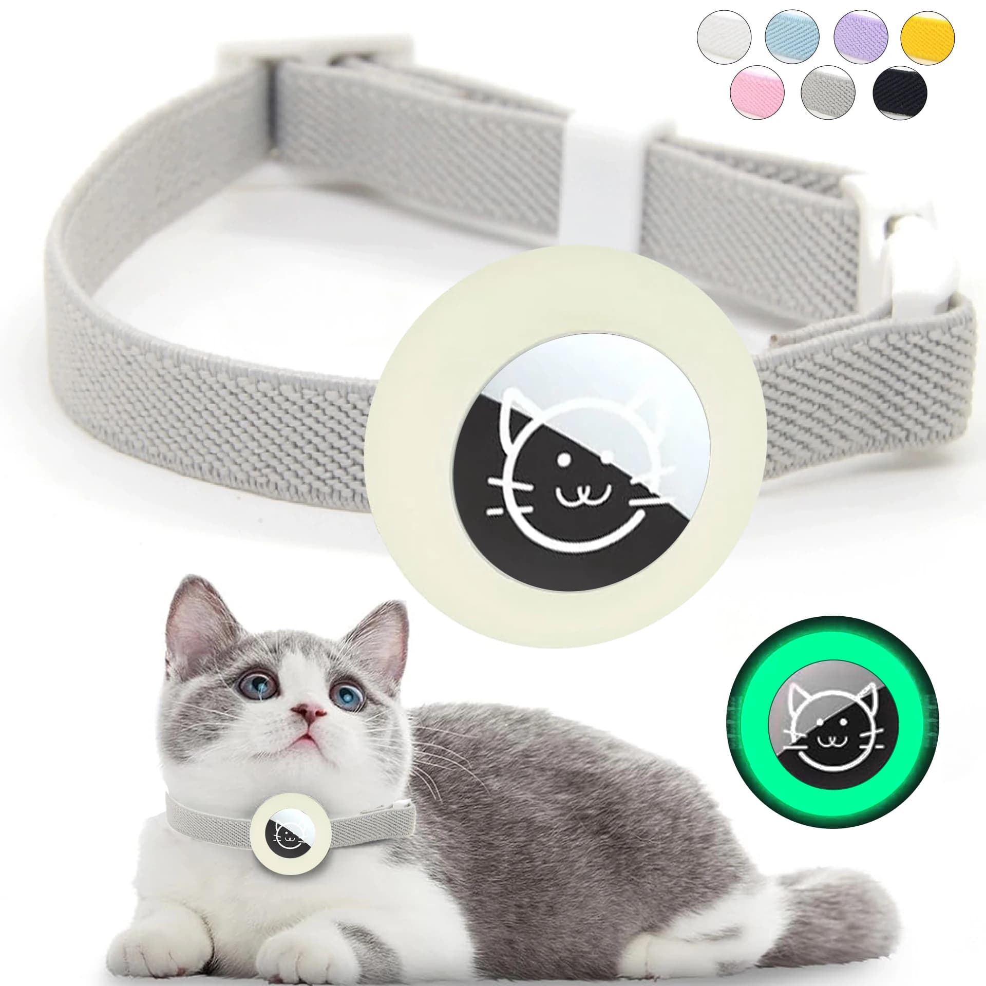 Coleira de gato airtag para apple tag anti-perdido gps rastreador capa protetora luz moda estiramento elástico coleira de gatos para gatinho filhote de cachorro