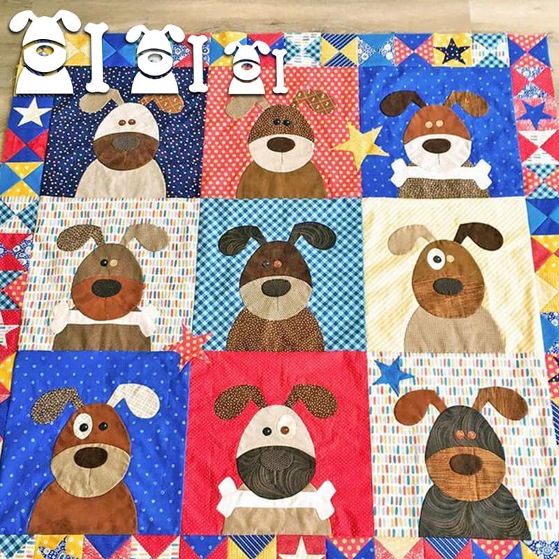 Yomdid 4 pçs cão leal padrão modelo de costura diy bonito filhote de cachorro impressão quilting modelo régua diy artesanal retalhos artesanato kit