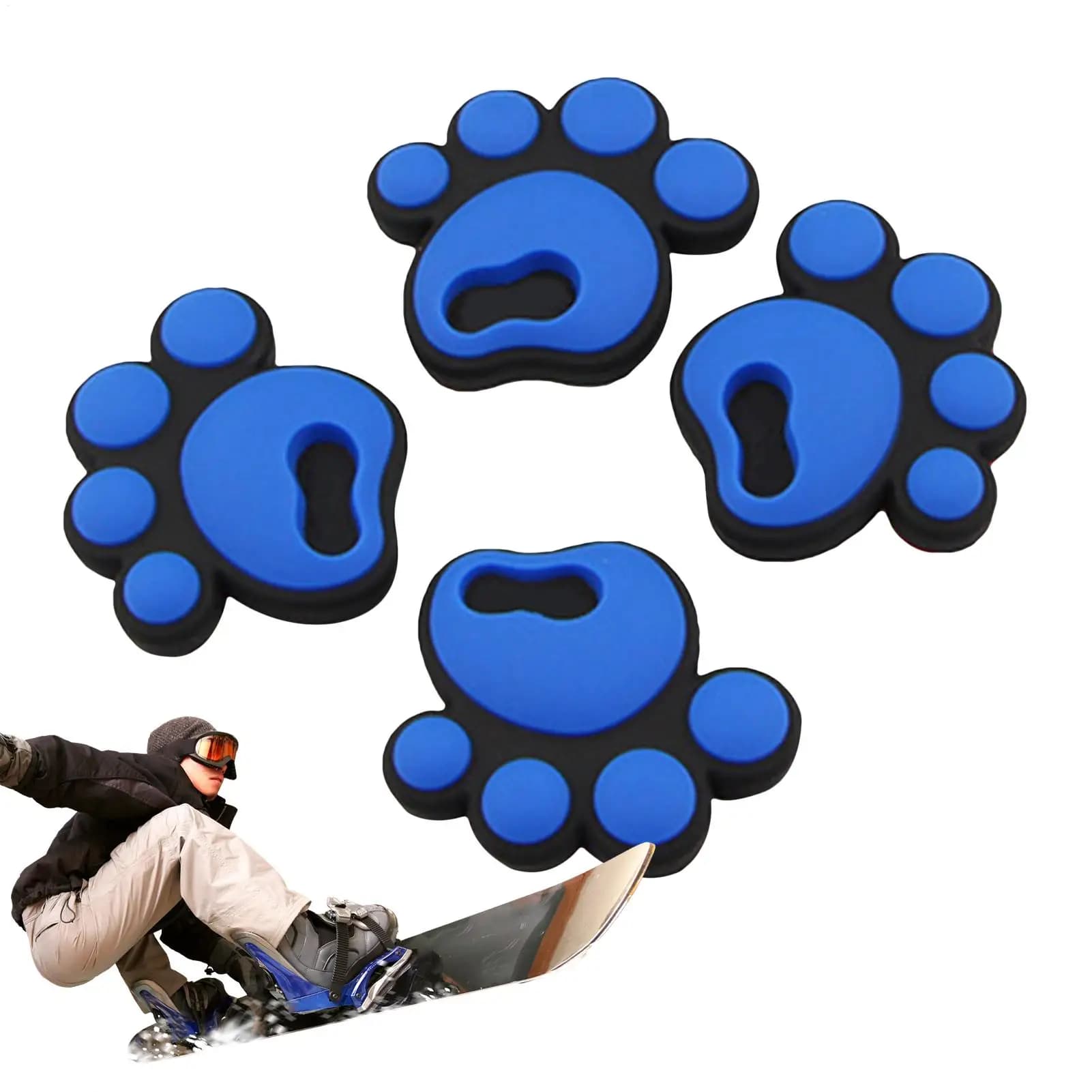 Tapete Antiderrapante para Esqui e Snowboard 4 Peças, Tapetes de Prática Antiderrapantes para Snowboard, Almofadas Antiderrapantes em Formato de Pata de Cachorro, Acessórios para Pranchas de Surf