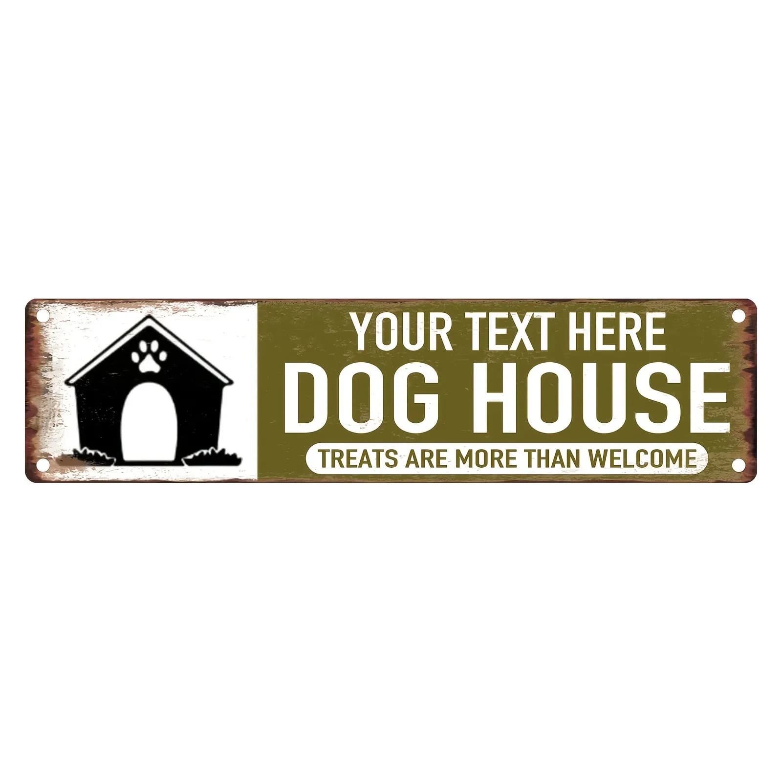Placa de Metal Vintage Personalizável para Casinha de Cachorro, Personalize Seu Texto Aqui, Placa Decorativa para Parede de Animais de Estimação (Apenas para Decoração)