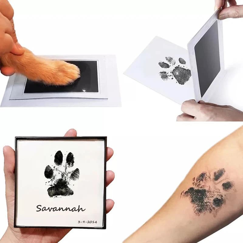 Booteely kit de impressão de mãos e pegada para animais de estimação para cães e gatos, kit de almofada de impressão de pata de cachorro, almofada de tinta de toque limpo para animais de estimação