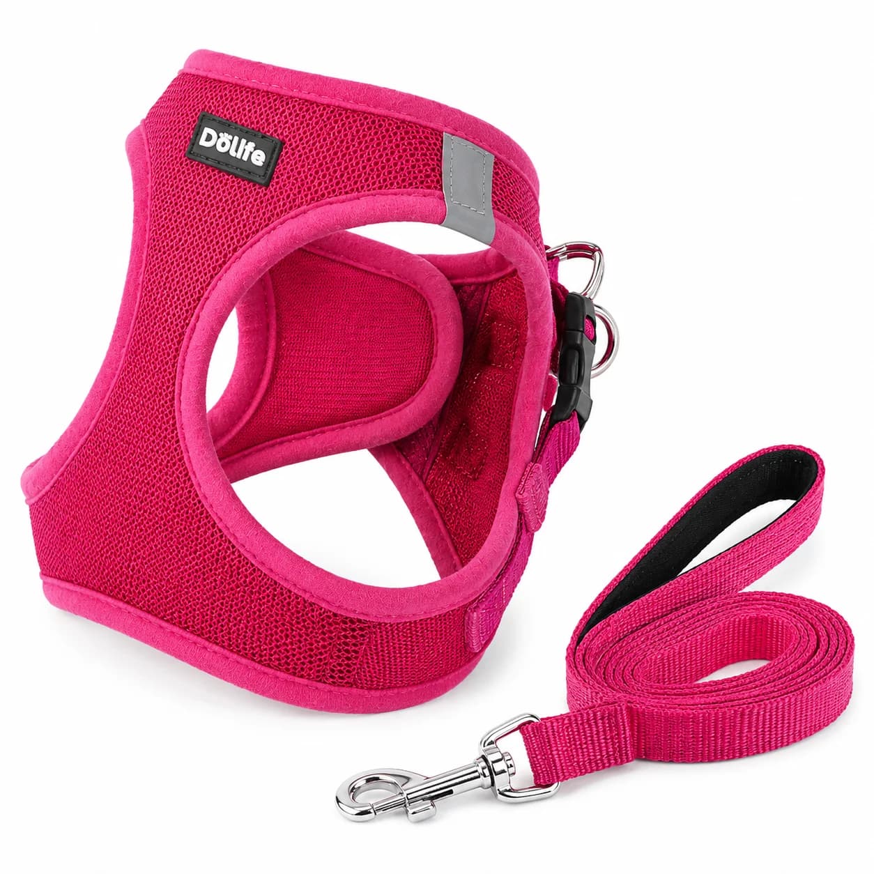 Coleira Peitoral Ajustável para Cães com Refletivo, Colete de Malha Macia Anti-Puxão para Passeio, Respirável e de Secagem Rápida para Cães Pequenos e Filhotes