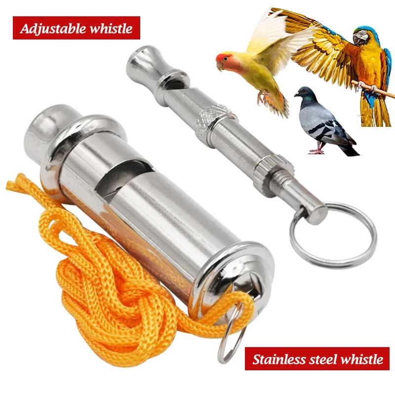 Apito de treinamento de pombos de pássaros de aço inoxidável, apito de volume ajustável para pássaros, pombos, papagaio, cachorro, gato, ferramentas de treinamento de animais de estimação
