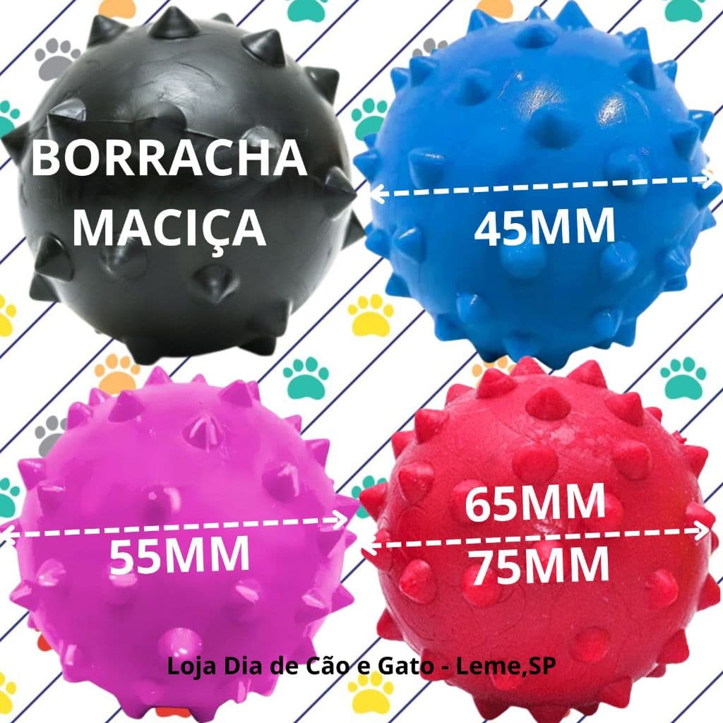Bola Cravo Maciça Colorida para Cães Pet - 45mm 55mm 65mm 75mm