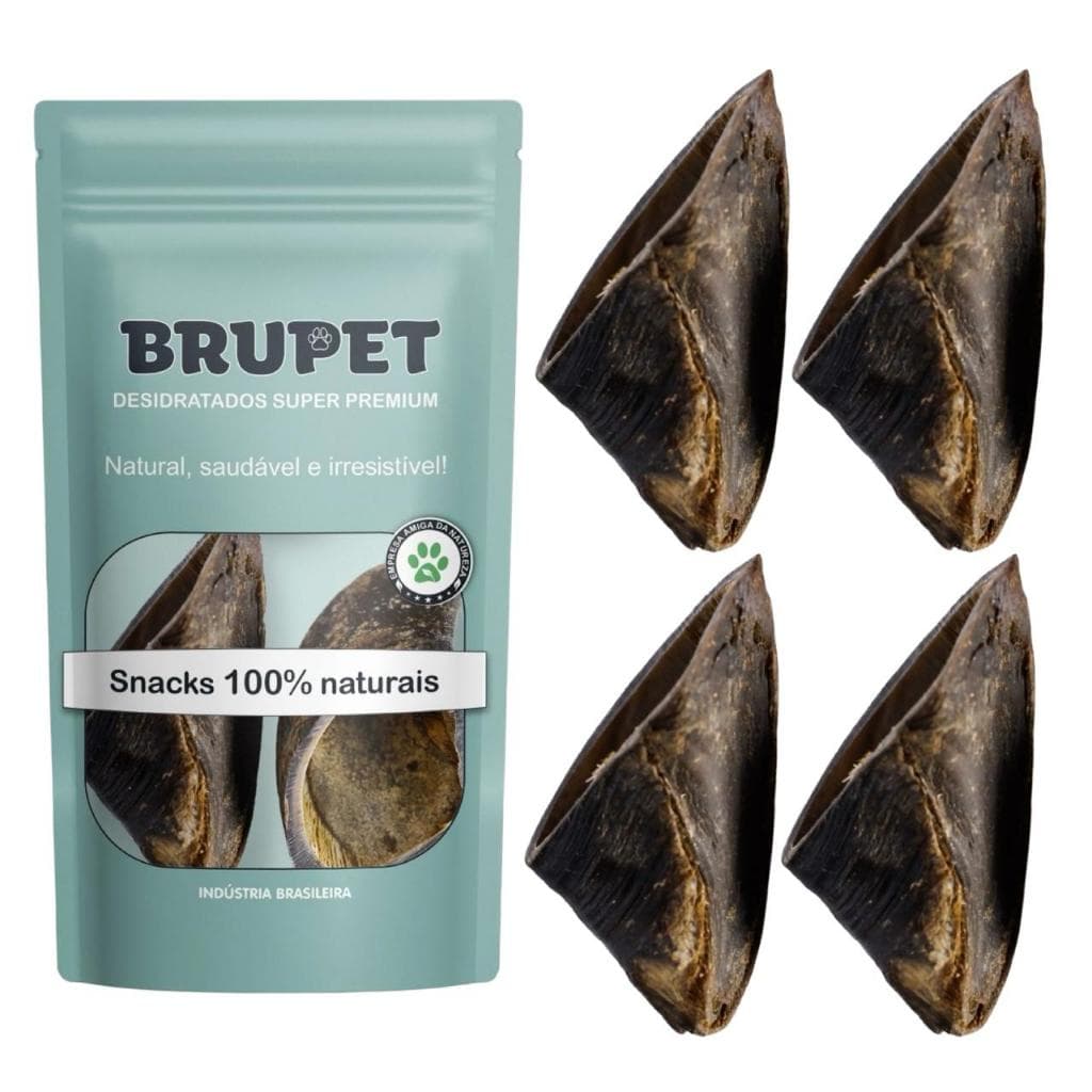 Kit 4 unidades Cascos Bovino Petisco 100 Natural Premium Para Cães Cachorros Brupet