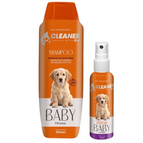 kit Shampoo cachorro shampoo para Filhotes 500ml  Perfume 60 ml CLEANER