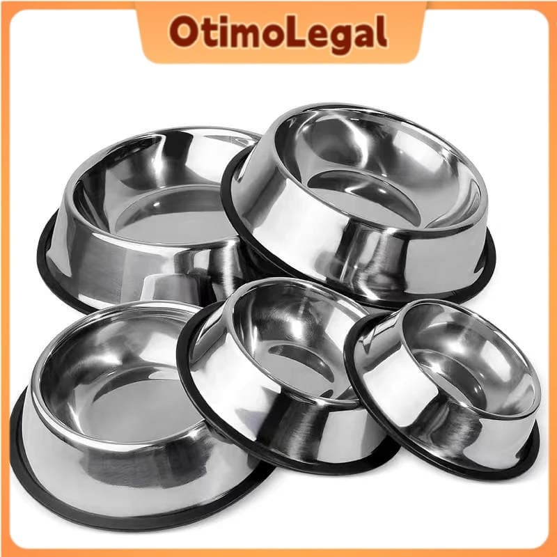 Comedouro ou Bebedouro Inox Para Pet Cachorro Gato e Outros com Base Antiderrapante 150ml a 1400ml