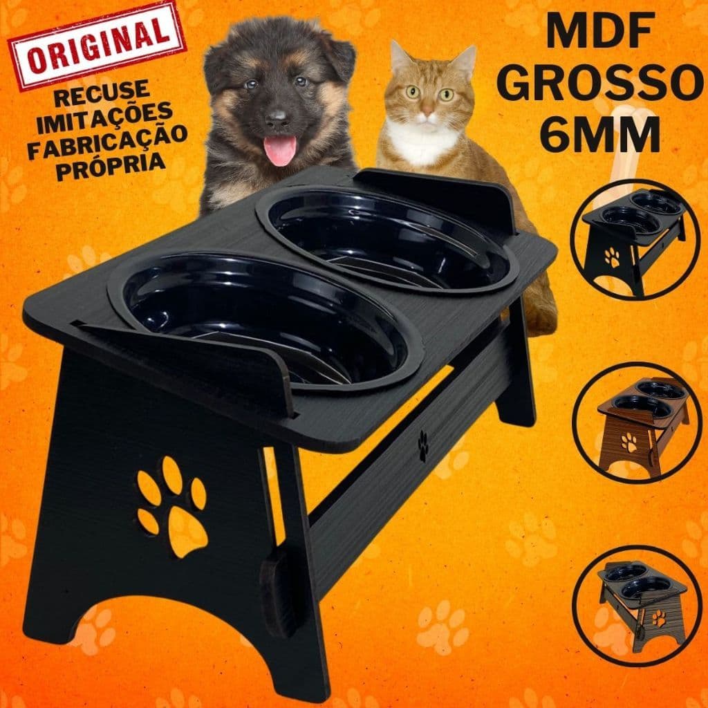 Comedouro Bebedouro Pet Elevado Suspenso Para Gato e Cachorro Com TAMPAS