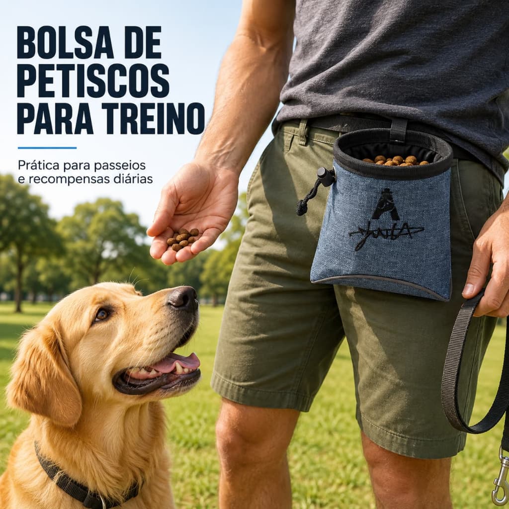 Bolsa Porta Petisco para Cachorro Resistente Impermeável com Cordão de Apertar para Treinamento Passeio e Viagem