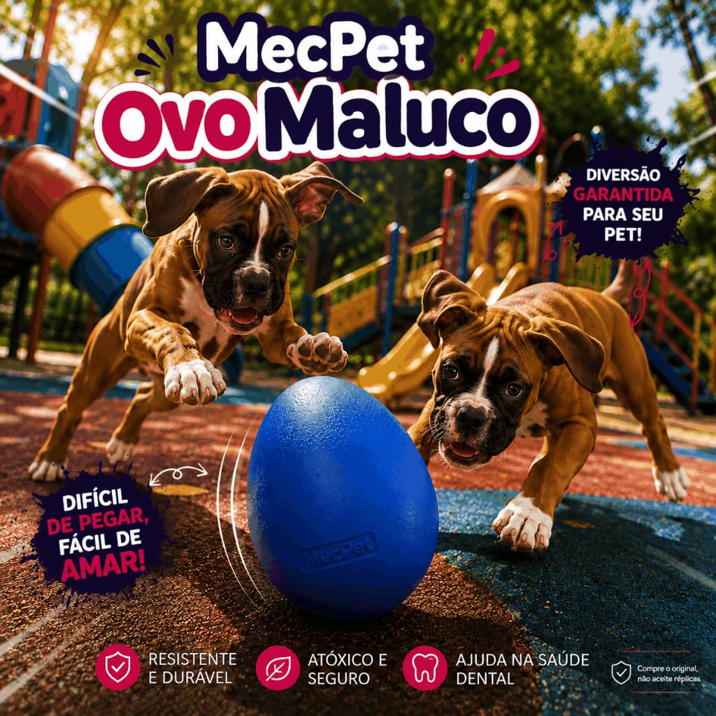 Brinquedo Mordedor para Cachorro Ovo Maluco Pet Interativo Resistente Antiestresse