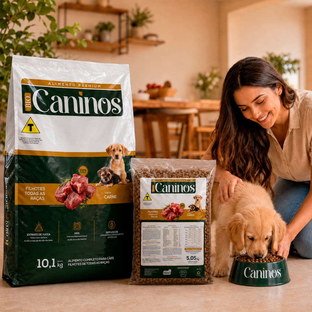 Ração 5kg e 10kg Para Cachorro Caninos Filhote Premium Nível Proteína 28 Sabor Carne