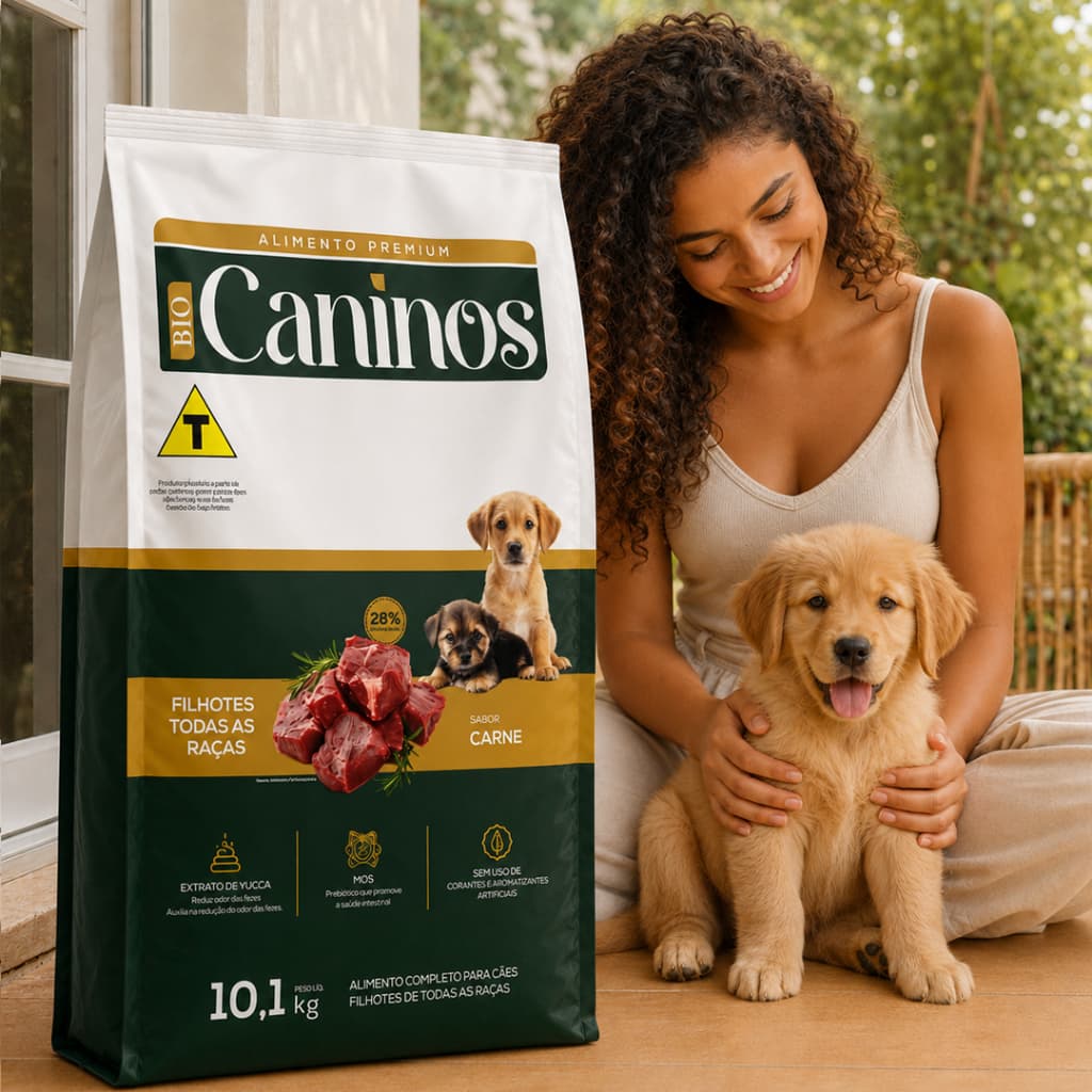 Ração Para Cachorro Filhote 10kg Caninos Todas Raças Sabor Carne Nivel Proteína 28