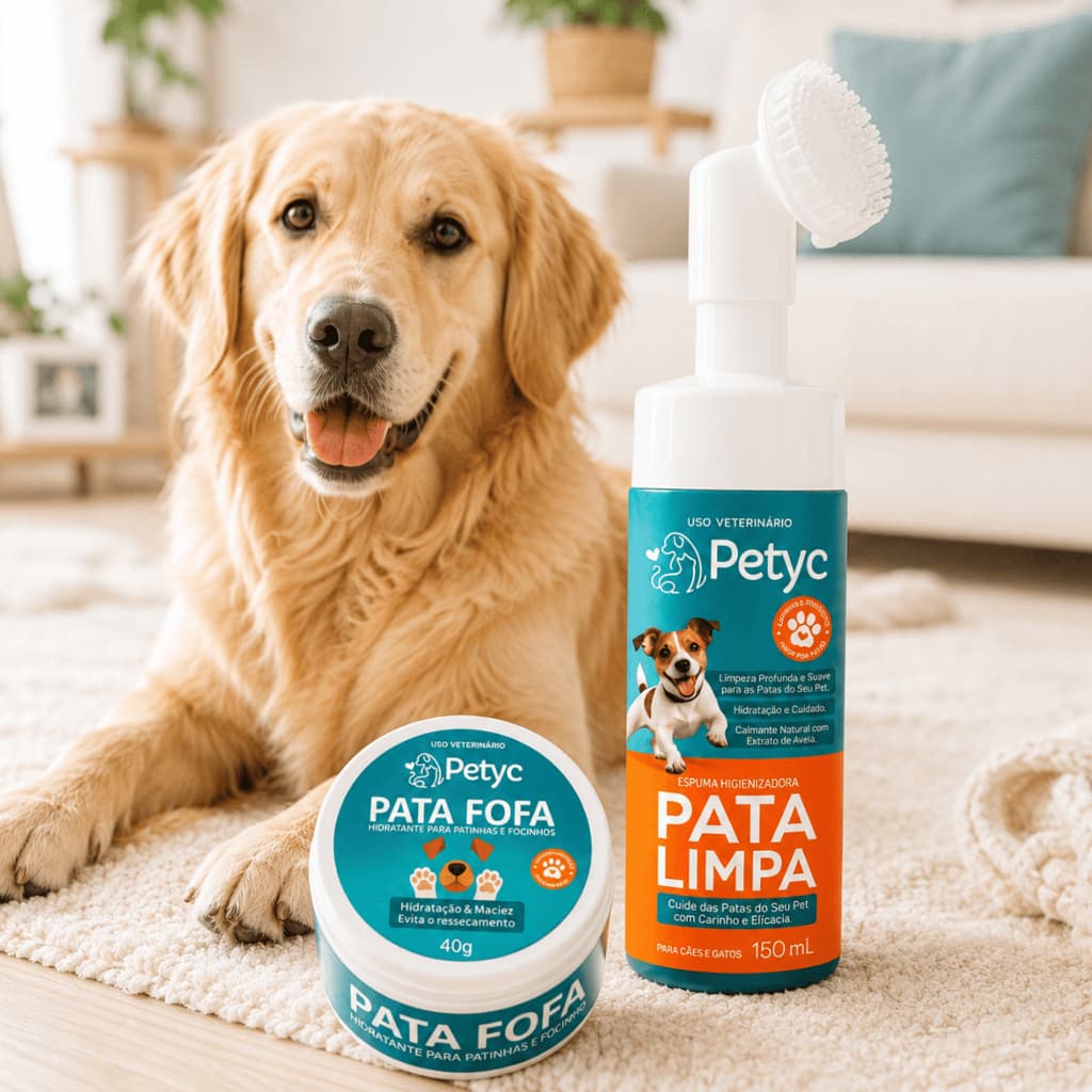 Limpa Patas 150ml  Pata Fofa 40g Petyc Creme Hidratante Patinhas Nariz Cachorro Gato Higiene Sem Enxágue Aleo Vera