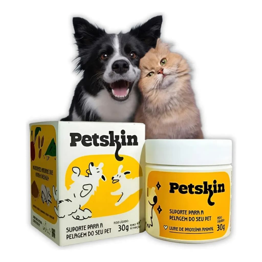 Suplemento Natural Pet P/ Dermatite E Leishmaniose - Petskin Gato e cachorro