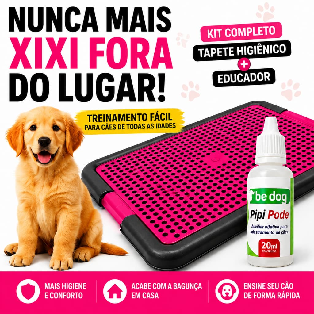 Kit Sanitário Tapete Higiênico Grande para Cachorro  Educador Xixi Pode 20ml  Treinamento Sim e Não Pet Cães