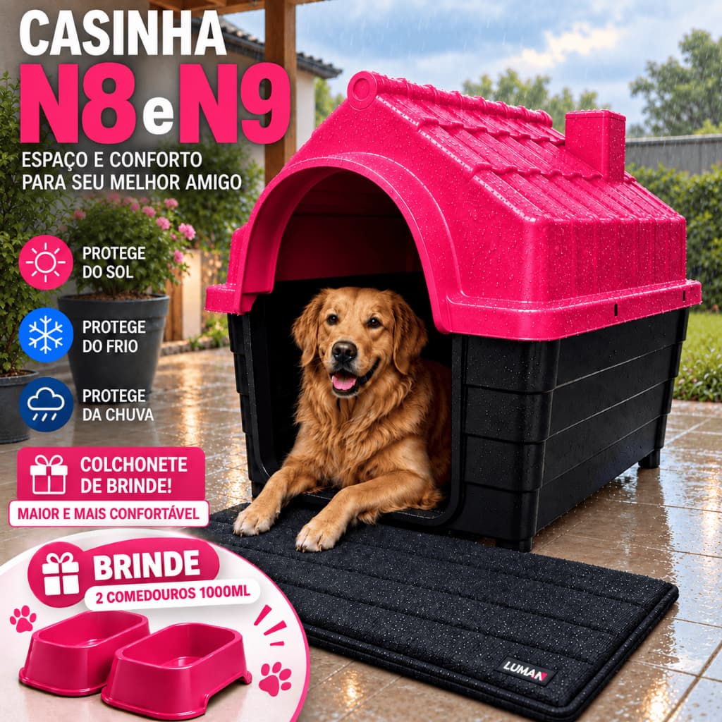 Casinha Plástica Desmontável Cachorros Cães Grande Porte N8 N9