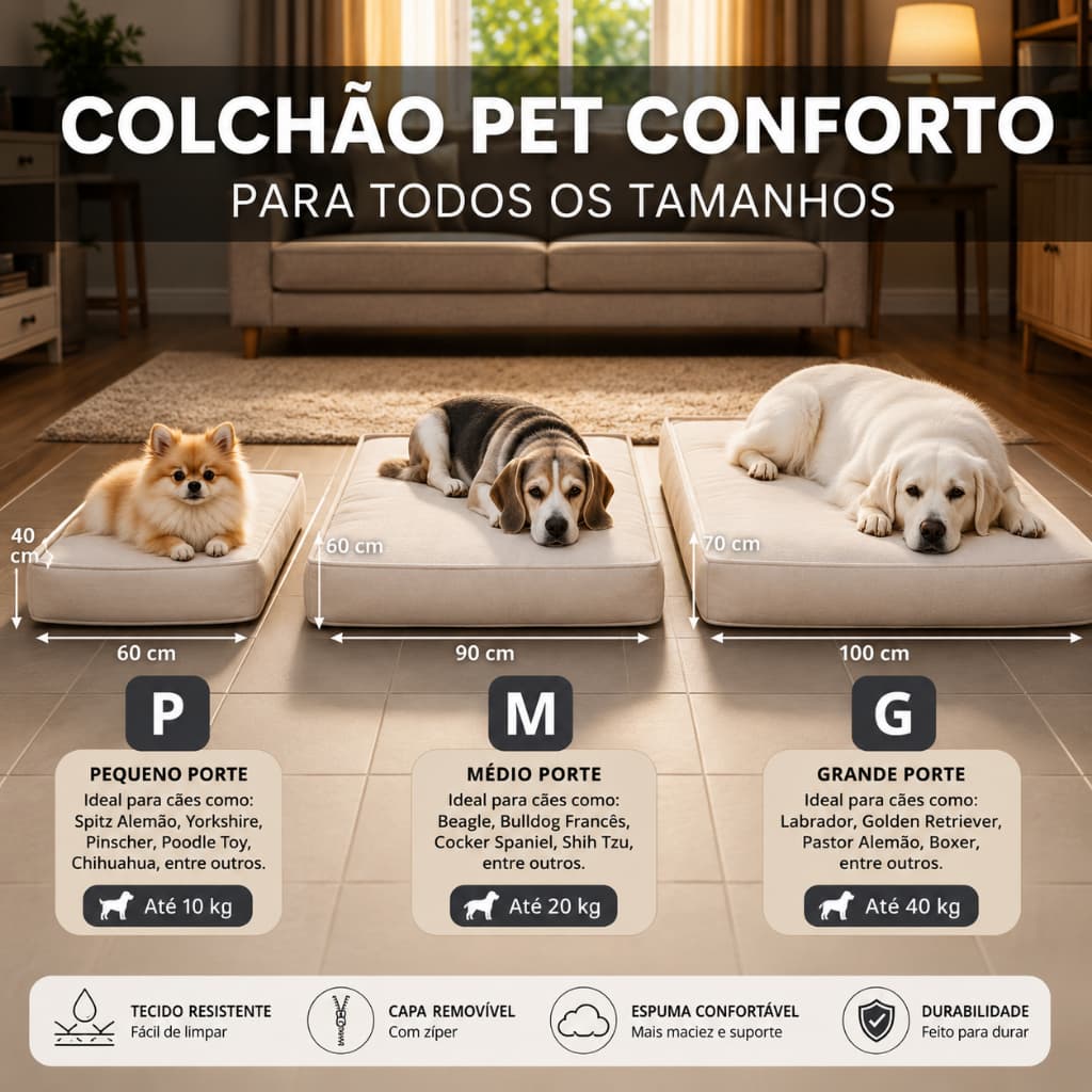Colchão Ergonômico Pet Ortopédico - Caminha de Cachorro ou Gato  Impermeável e Tamanhos Sob Medida