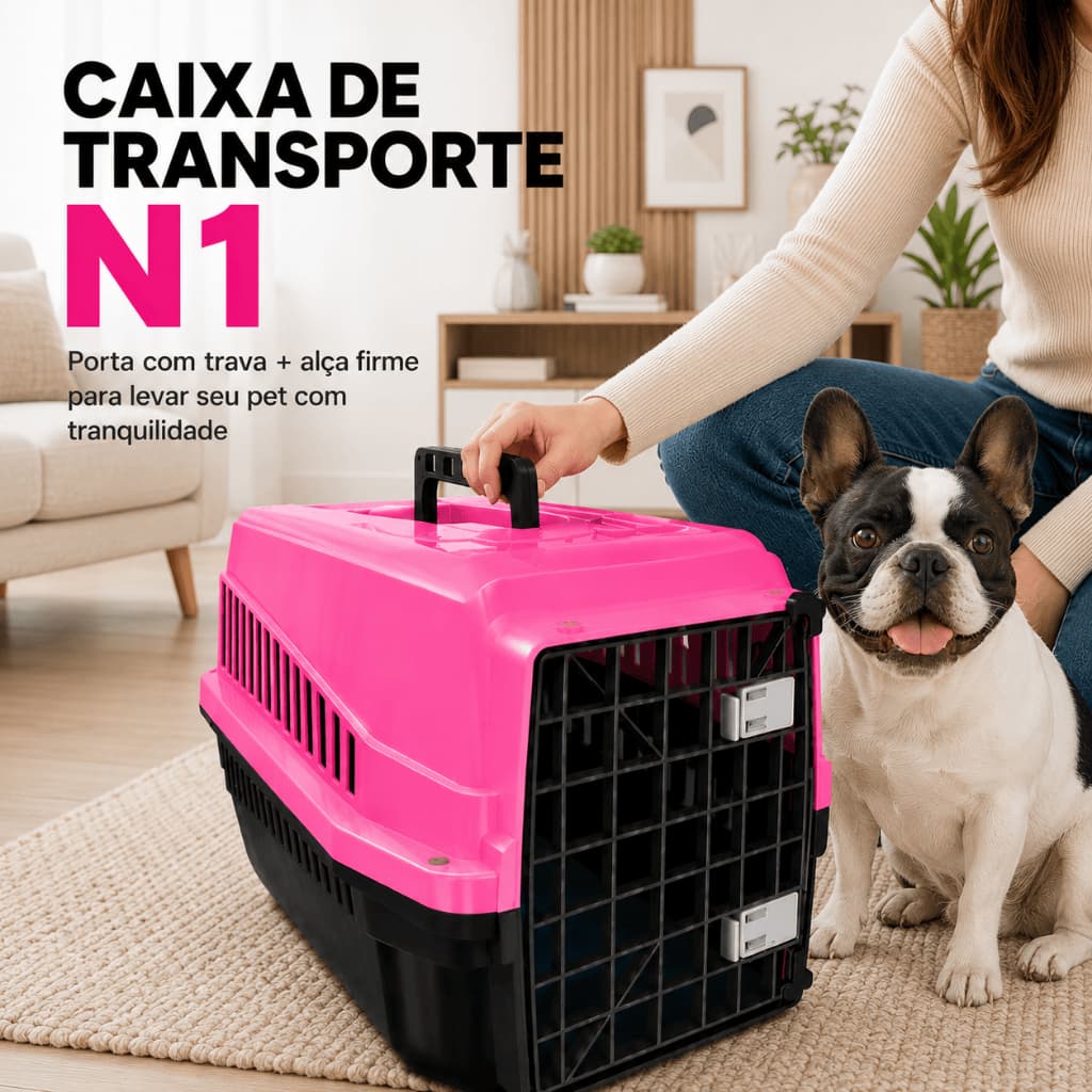 Caixa de Transporte N1 Passeio ou Viagem Pet Gato, Cachorro, Coelho, Aves Pequeno Porte e Filhotes