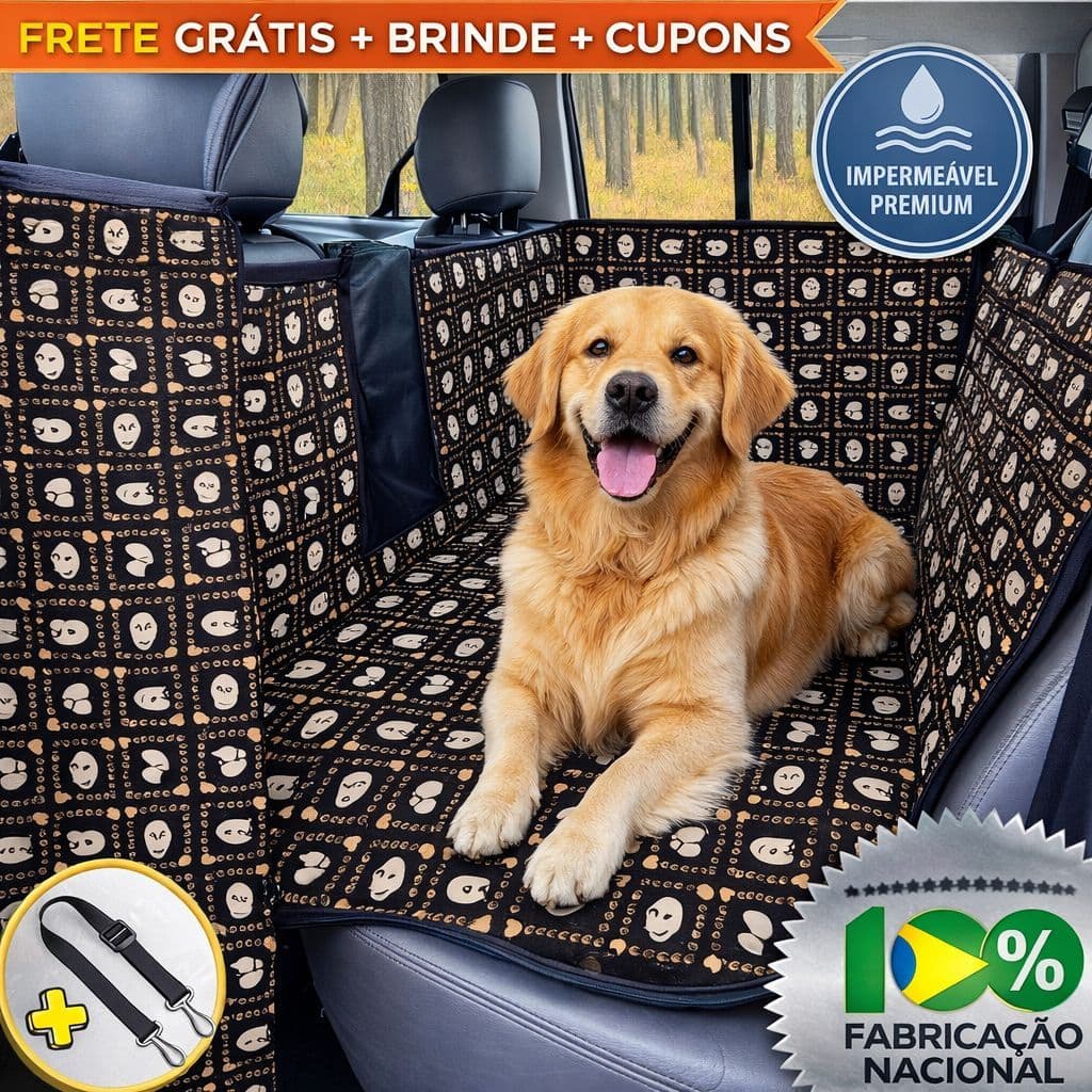 Capa Protetora Banco Carro Transporte Pet  Impermeável Resistente  Cachorro Gato  Cinto Segurança