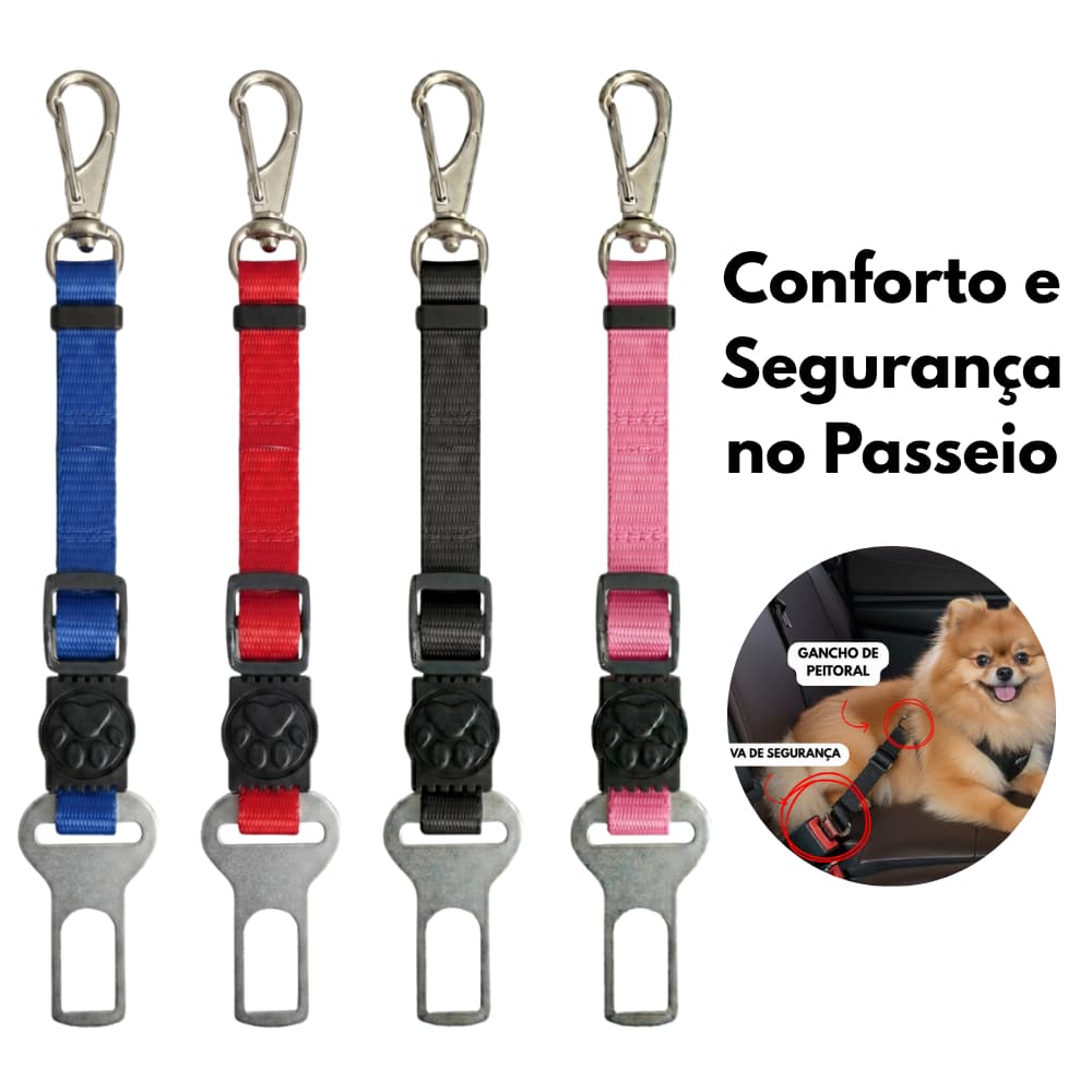 Cinto Segurança Cachorro Carro Ajustável Engate Universal