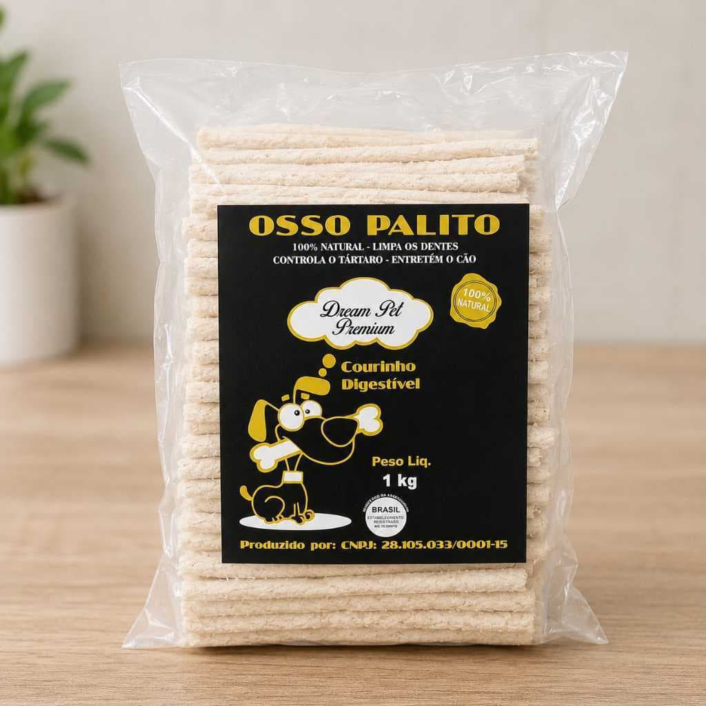 Osso Palito Natural 1kg Para Cachorro  Petisco Dental Anti Tártaro Courinho Digestível 6/5