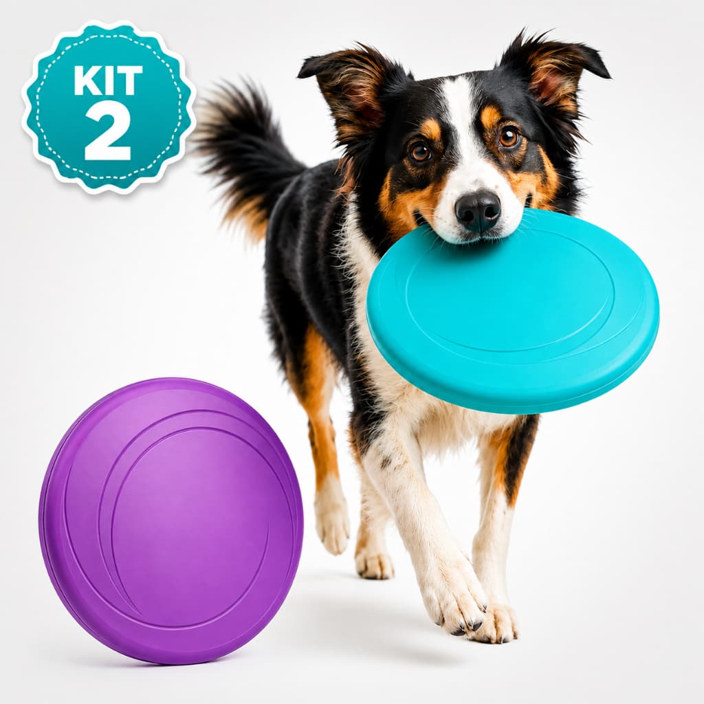 Kit 2 Frisbee Pet Flexível 17cm Disco Bebedouro Para Cachorro
