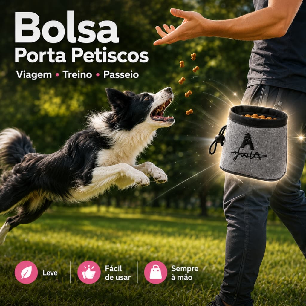 Oferta Limitada Bolsa Porta Petisco para Cachorro Impermeável Resistente Cordão Ajustável Passeio Treinamento Pet