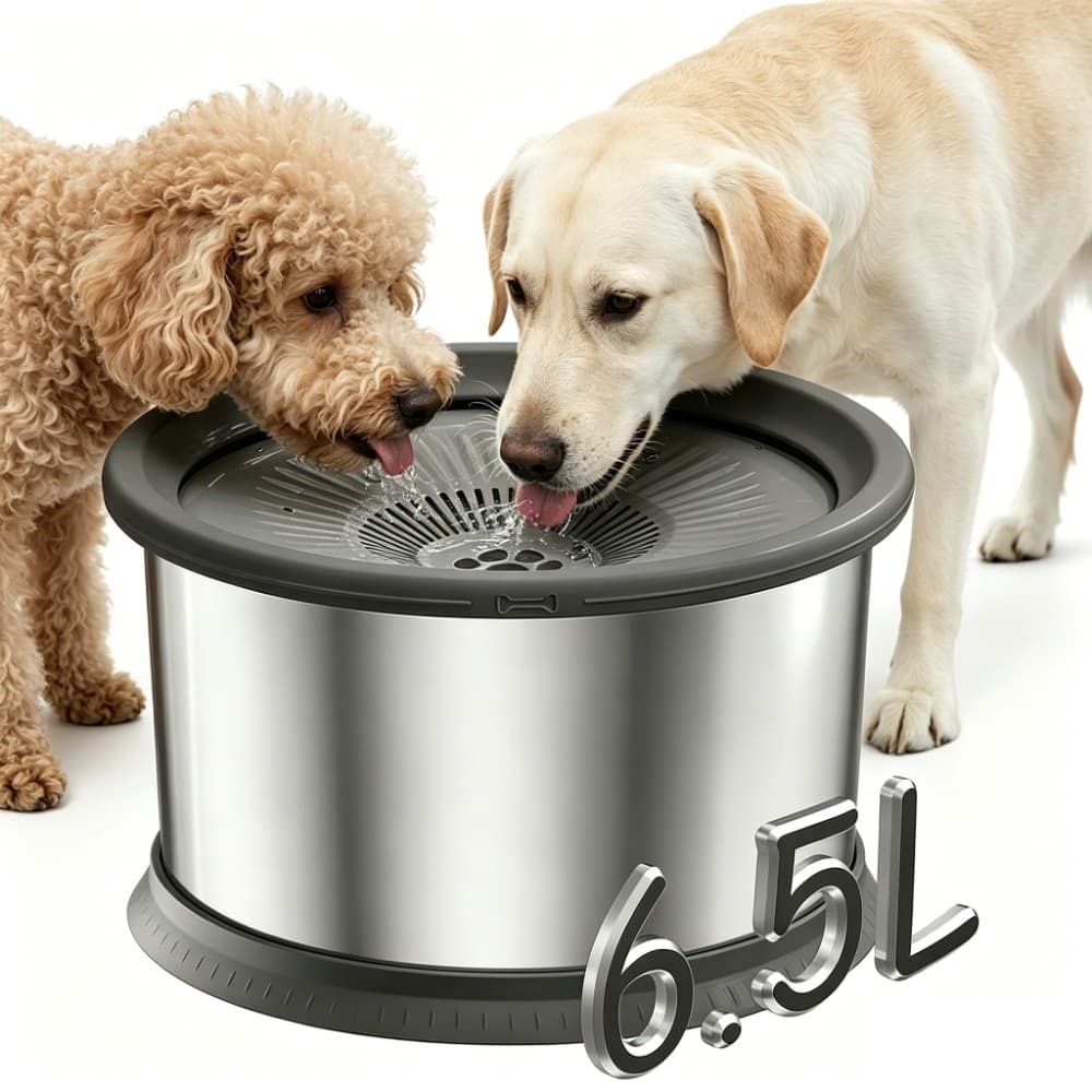 6.5L Fonte de Água Inteligente para Cachorro com Cachorro Flutuante Antidesbote Sem Derramamento Bebedouro