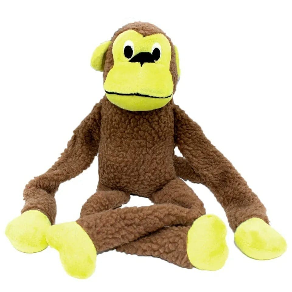 Brinquedo Cachorro Pet Mordedor Macaco Macaquinho Kong de Pelucia com Apitos e Olhos Bordados