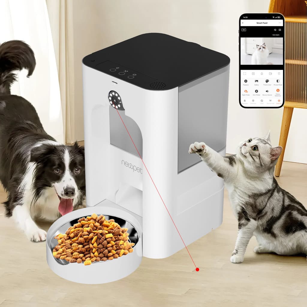 Newpet Camera  Controle Wifirojeco 5L Alimentador Automático Para Gatos e cachorros Com Câmera Vídeo pet Dispensador