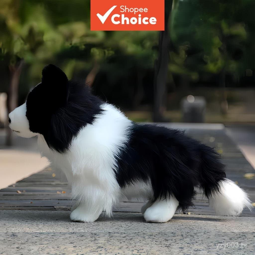 Brinquedo de Pelúcia Realista de Border Collie - Presente Perfeito para Crianças e Amantes de Animais de Estimação