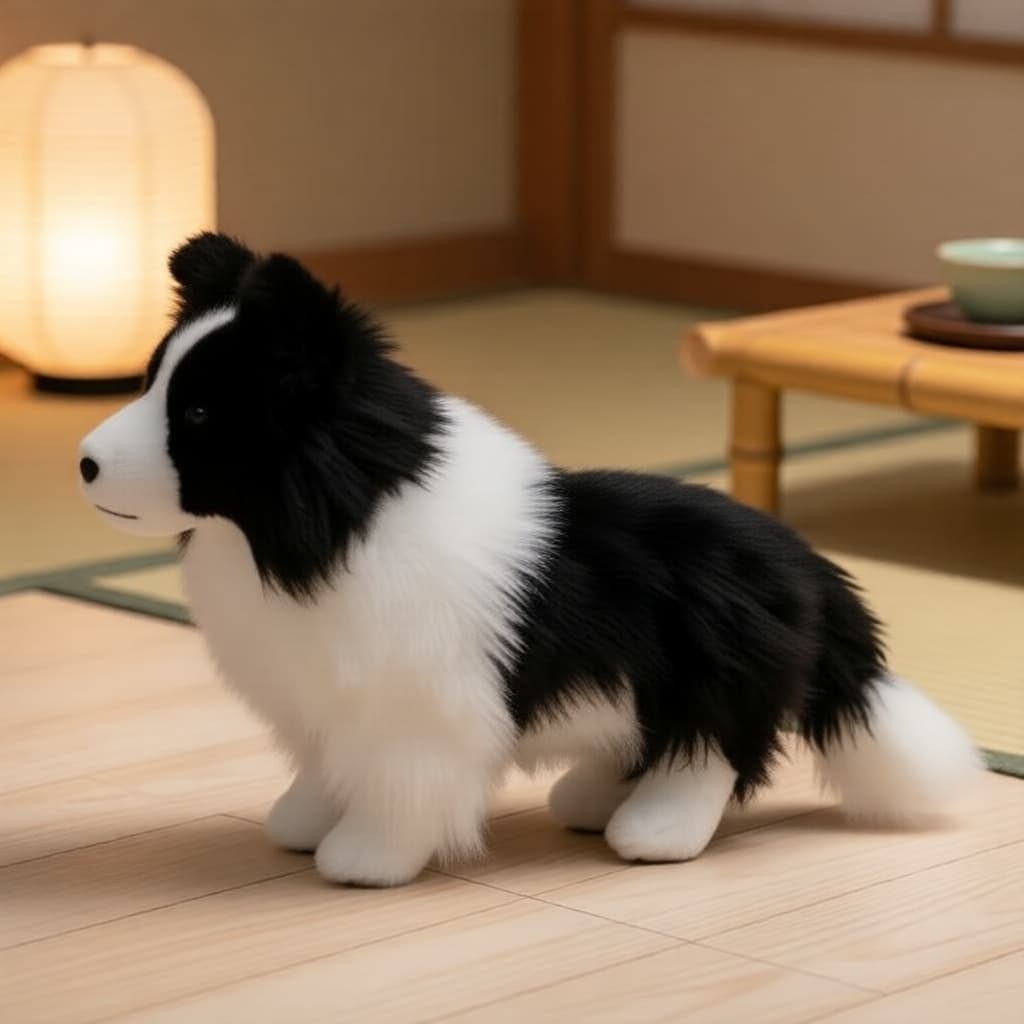 Brinquedo de pelúcia border collie realista - ideal para crianças e amantes de cães