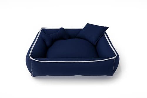 Cama Pet Média para Cachorro, Lavável, 60x60 cm, para Animais até 14kg, Muito Confortavel (Azul)