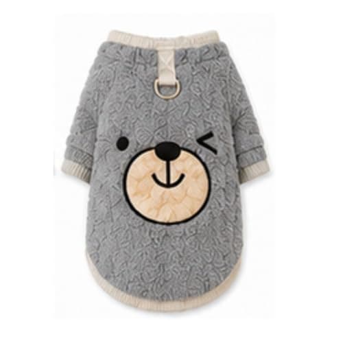 Colete Pet Inverno de Pelúcia para Cães e Gatos (Cinza, Ursinho)